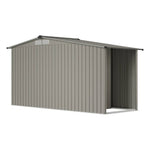 4x8ft Metal Garden Storage Shed With  Extra 70cm Firewood Storage