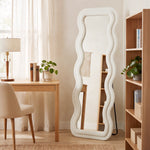 HOMCOM Full Length Mirror, 160 X 60 Cm Velvet Wall Standing Mirror, Cream