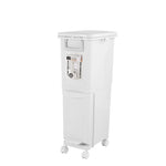 29l Double-layer Rubbish Bin With Sealed Lid, Foot Pedal, And 360° Swivel Wheels, White