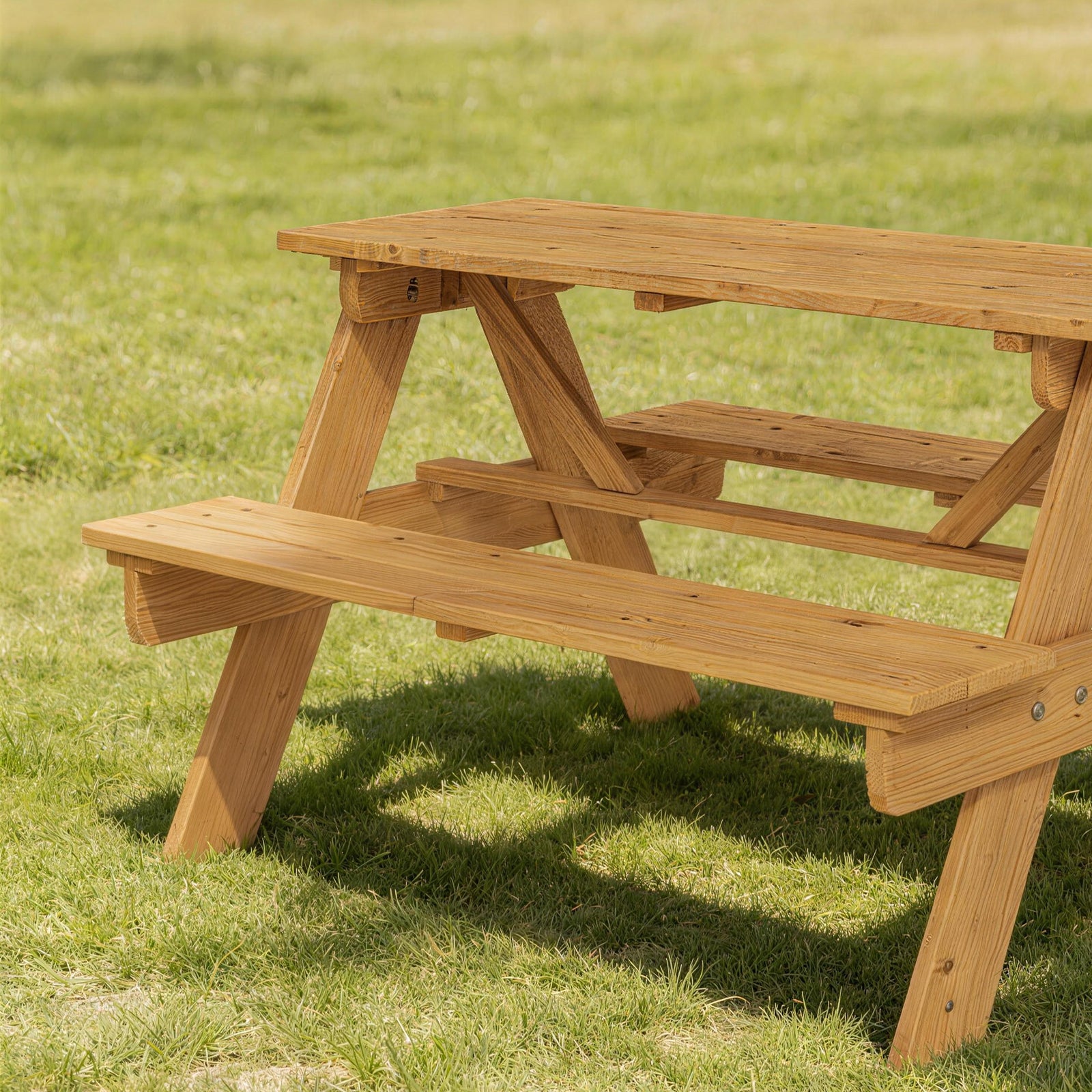 AIYAPLAY Kids Picnic Table Outdoor Wooden Natural Wood