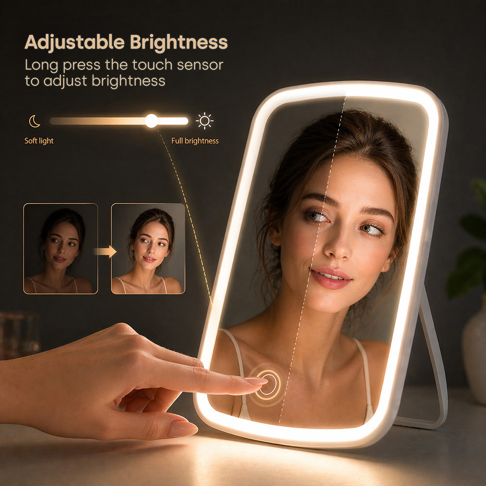 Livivo Freestanding Led Cosmetic Mirror Rechargeable - 3 Lighting Modes Adjustable Makeup Mirror