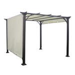 3m*3m*2.4m H Outdoor Pergola With Retractable & Pa-coated Polyester Canopy,heavy-duty Metal Frame Patio Gazebo For Backyard Or Garden