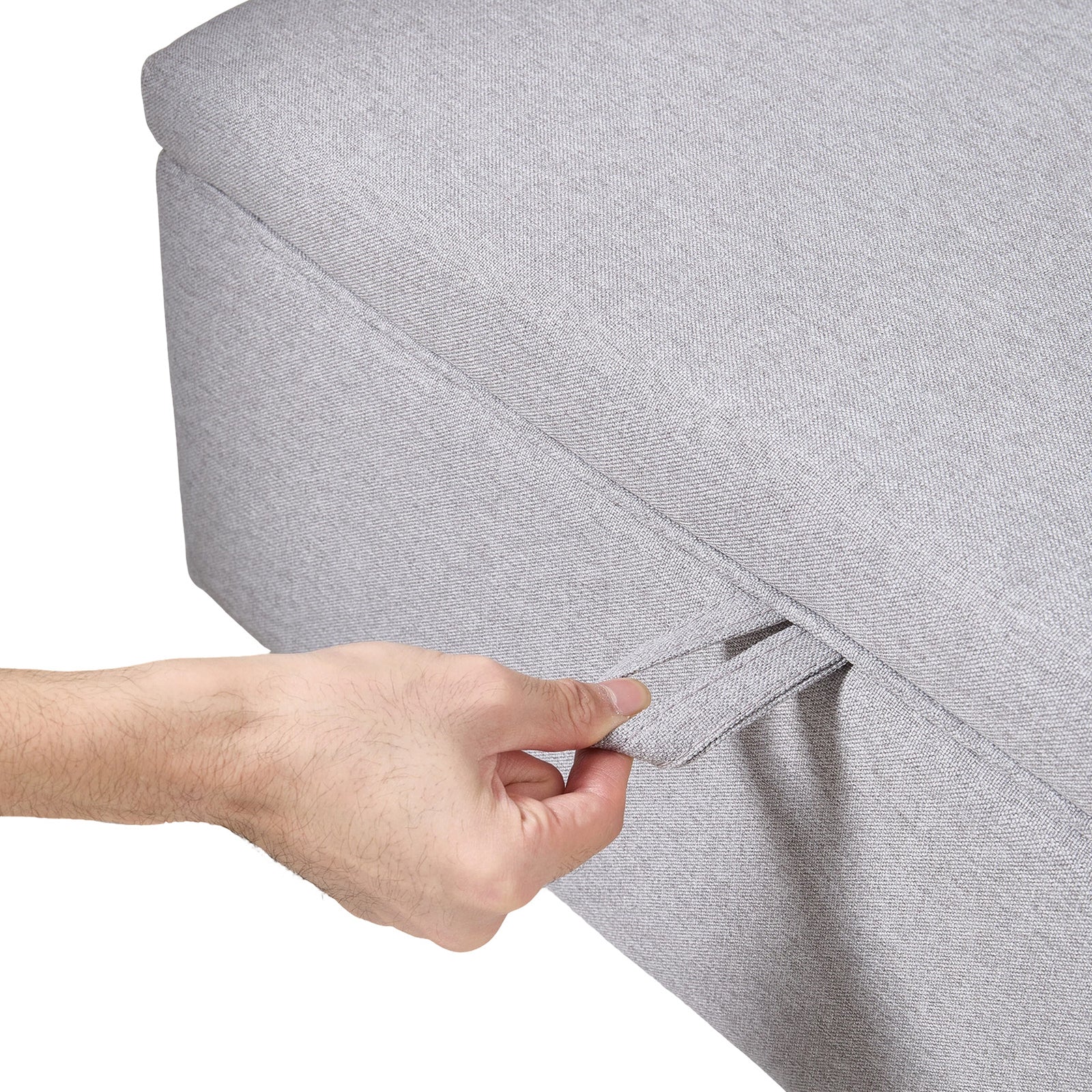 Modern Linen Upholstered Storage Bench | Grey