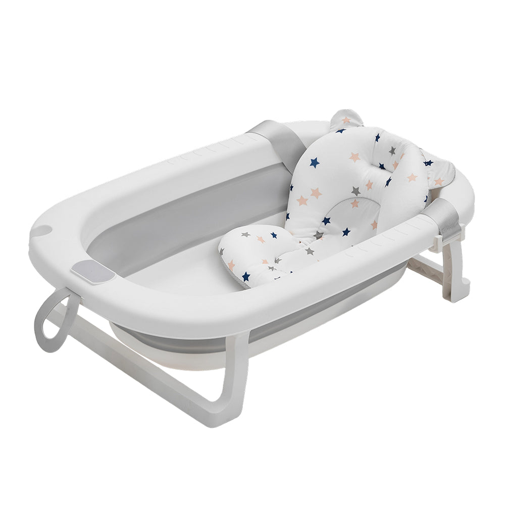Collapsible Baby Bathtub With Soft Support Cushion | Grey