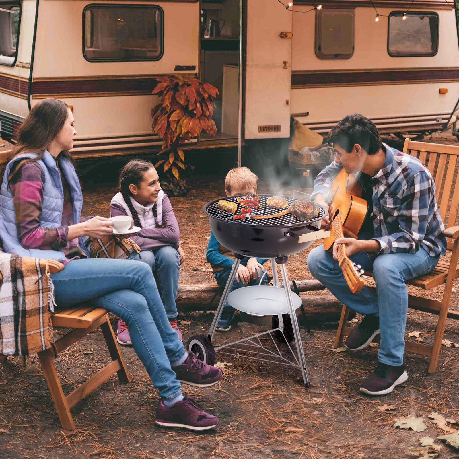 Portable Charcoal Grill With Lid, Patio