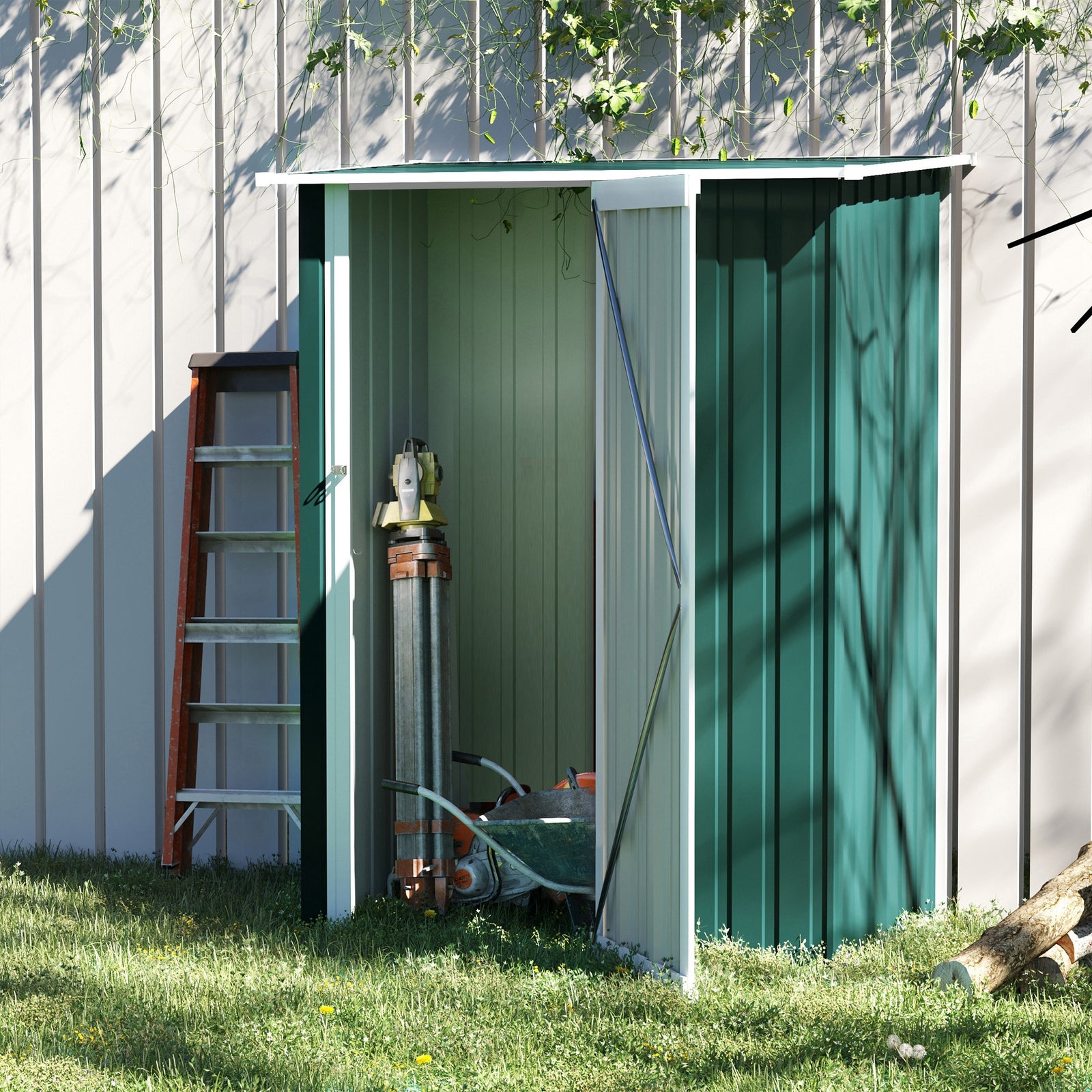 Outdoor Storage Shed Steel Garden Shed With Lockable Door | Forest Green