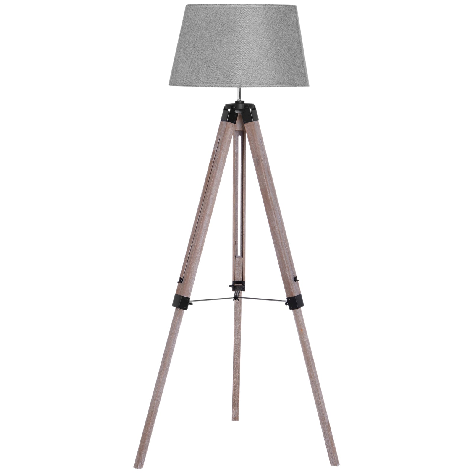 Tripod Floor Lamp Freestanding Bedside Light Fabric Shade