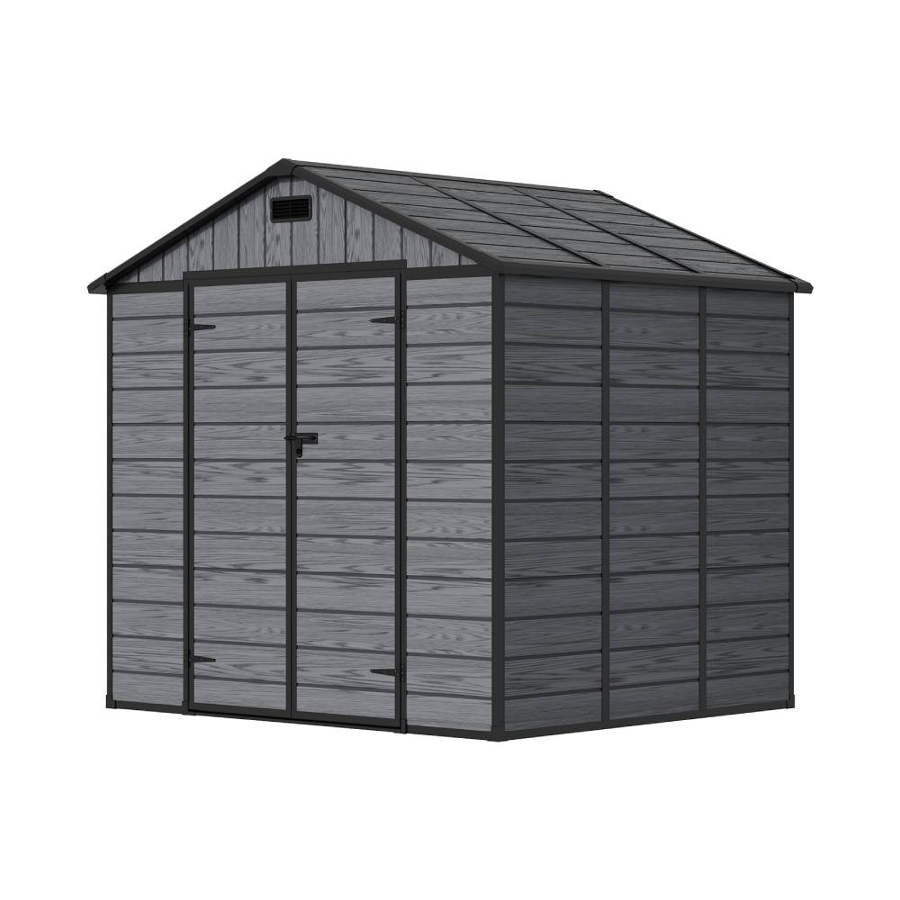 8x6ft Outdoor Apex Roof Storage Shed With Floor, Window,2 Vents & Double Lockable Doors,wood Grain Design