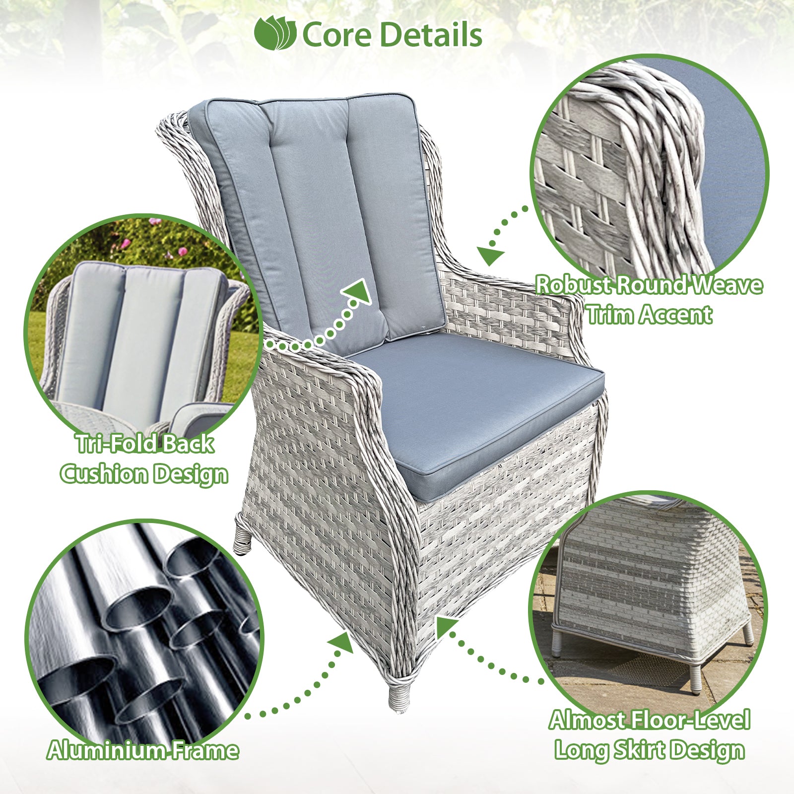 Knightsbridge Xl Rattan 4 Seat Dining Set | 4 Seat | Dove Grey