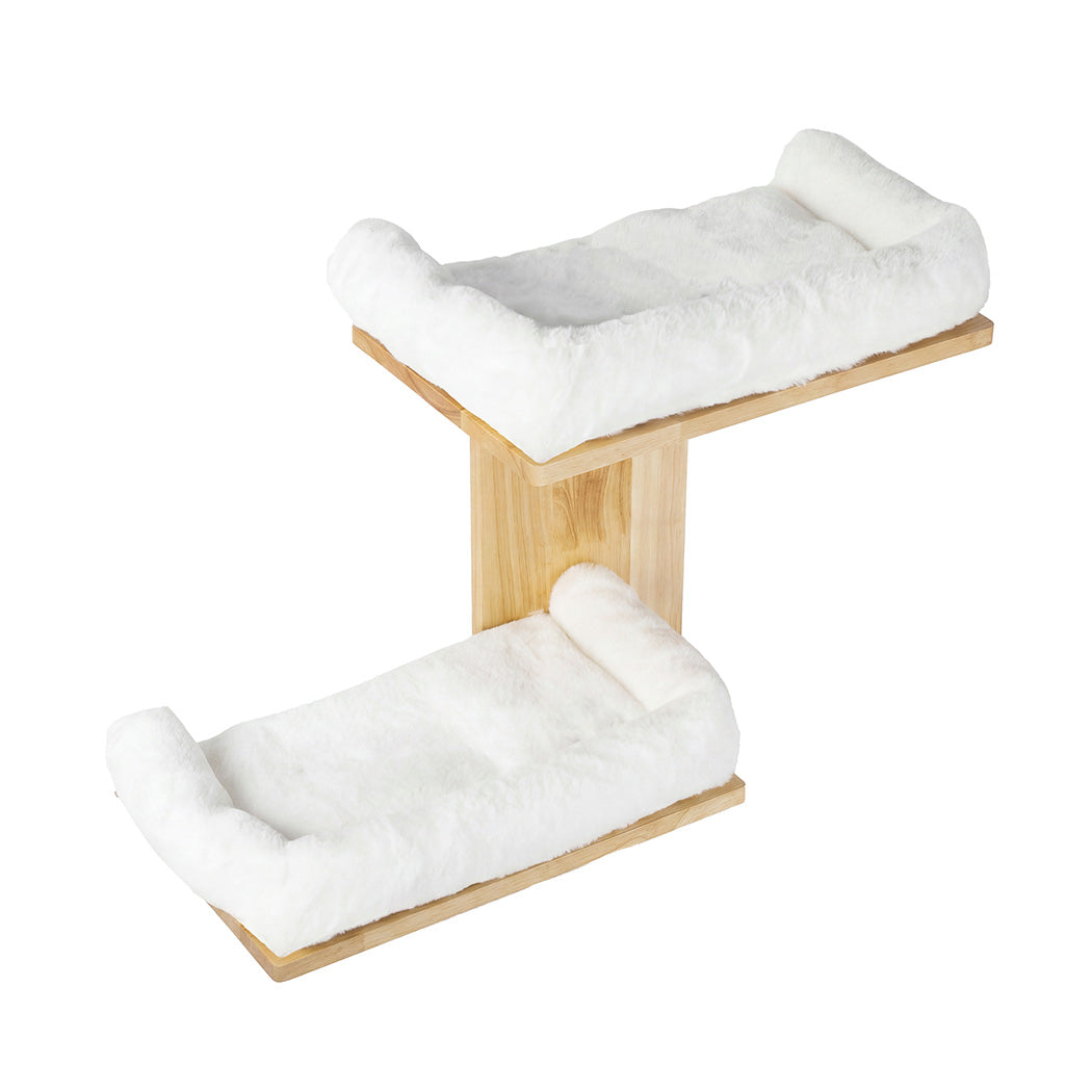Cat Wall Shelves 2 Platform Steps Rubber Wood For Cat Climbing,white