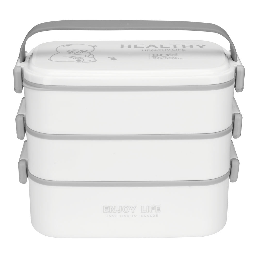 Stackable Bento Lunch Box With Handle 3 Layer | White