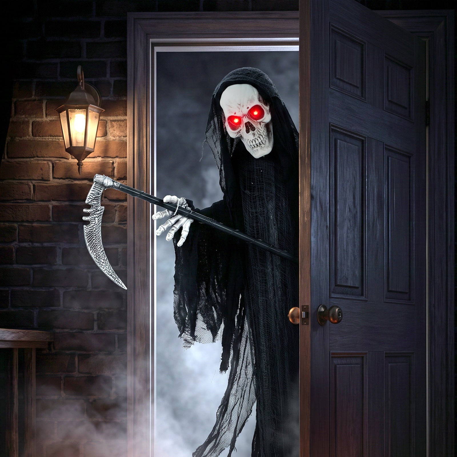 HOMCOM 72"/183cm Life Size Animated Grim Reaper Halloween Decoration