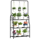 3 Tier Plant Stand W/ Hanging Hooks For Balcony Living Room