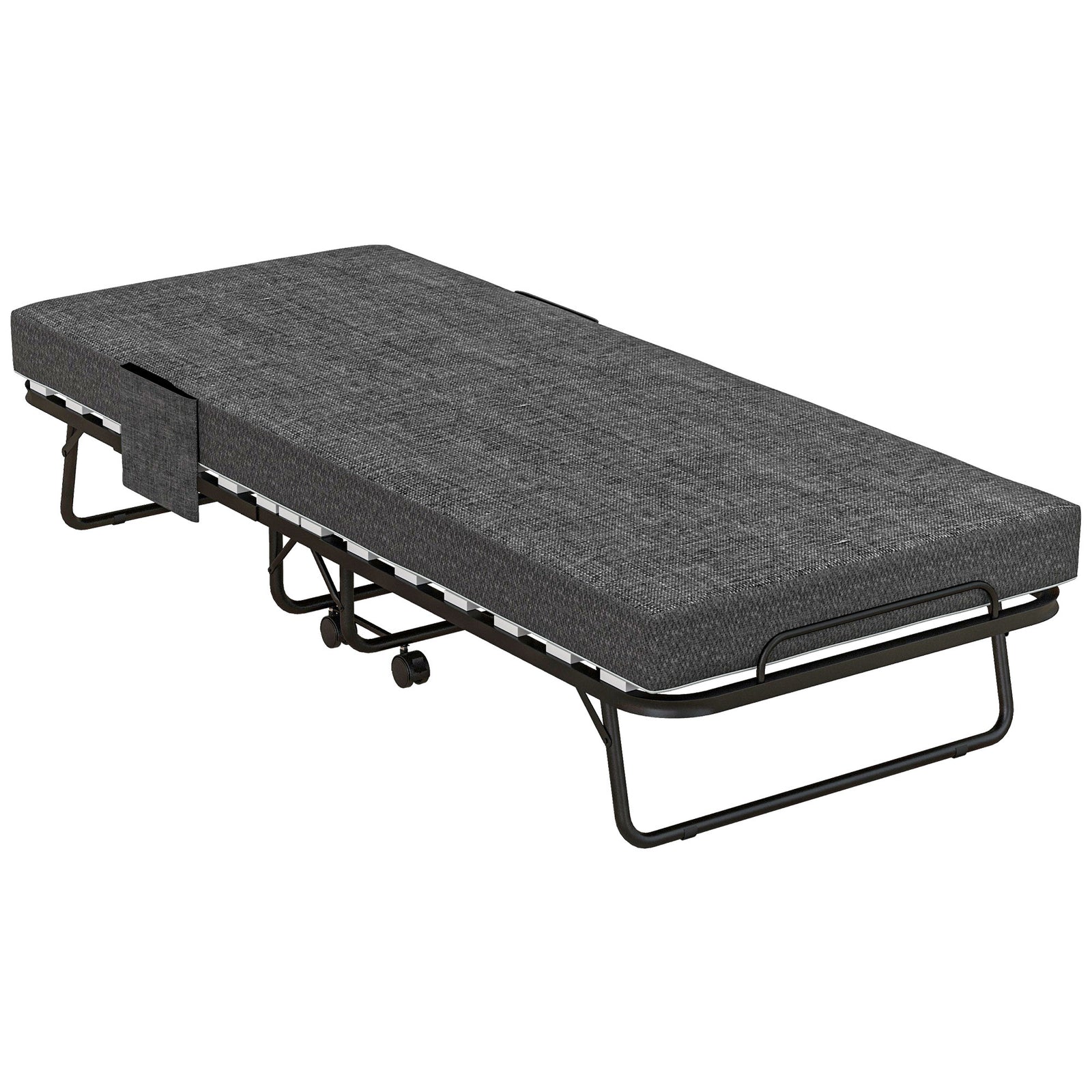 Folding Bed With Mattress, Dark Grey