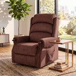 Power Lift Recliner Chair With Vibration And Heat, Wood Grip | Brown