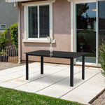Outdoor Garden Dining Table For 6, Glass Top, Black