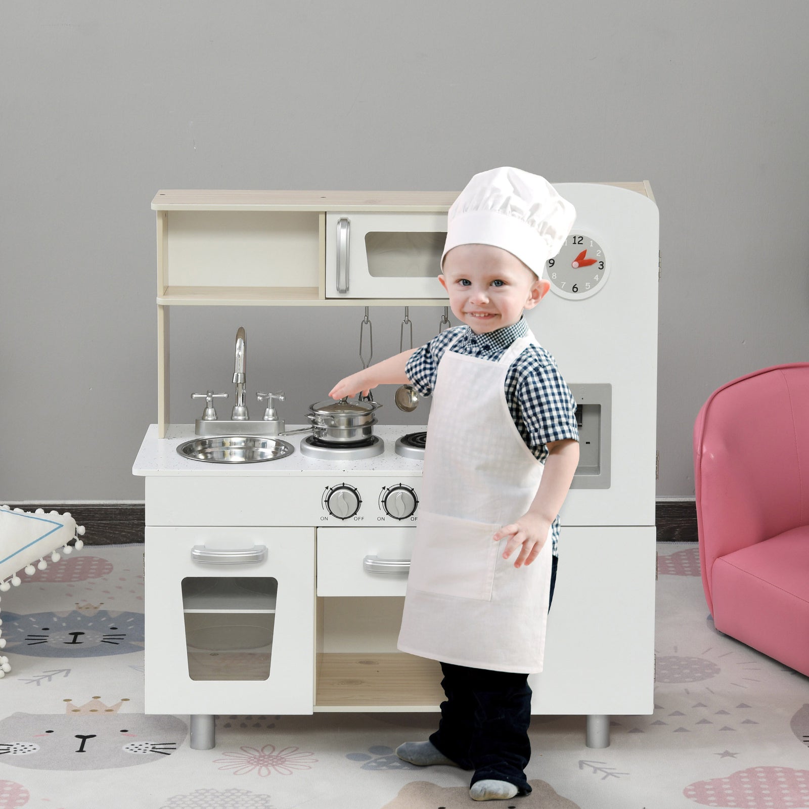 Luxury Kitchen Playset With Accessories Pretend Set White
