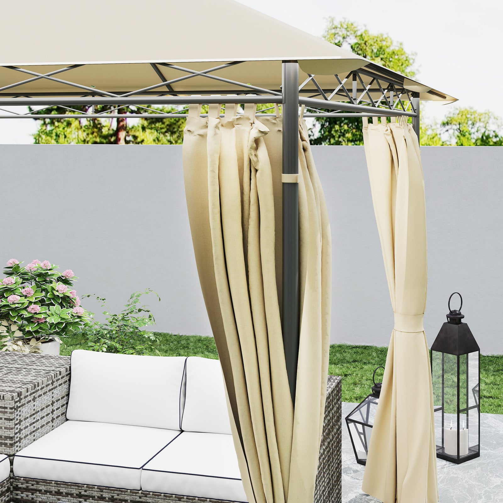 3x3m Garden Gazebo, Double Roof | Beige