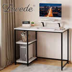 Computer Desk Home Office Table With Storage Shelves Monitor Stand | White