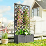 Outsunny Wood Planter With Trellis For Climbing Plants, Grey