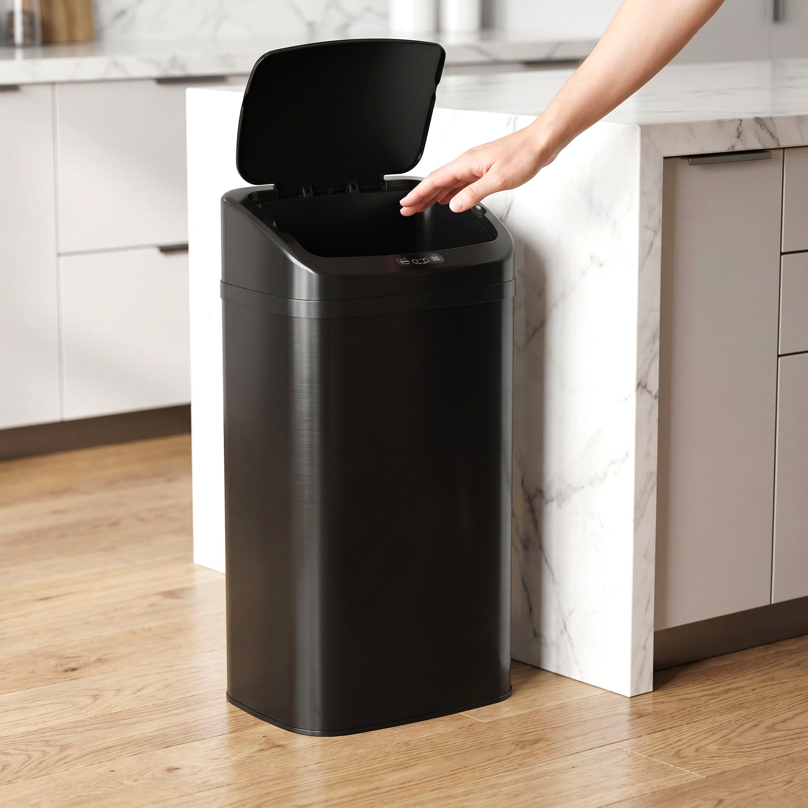 48l Sensor Bin, Stainless Steel Kitchen Bin With Automatic Close | Black