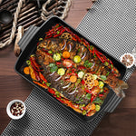 32.5cm W X 23cm D Black Rectangular Cast Iron Baking Pan