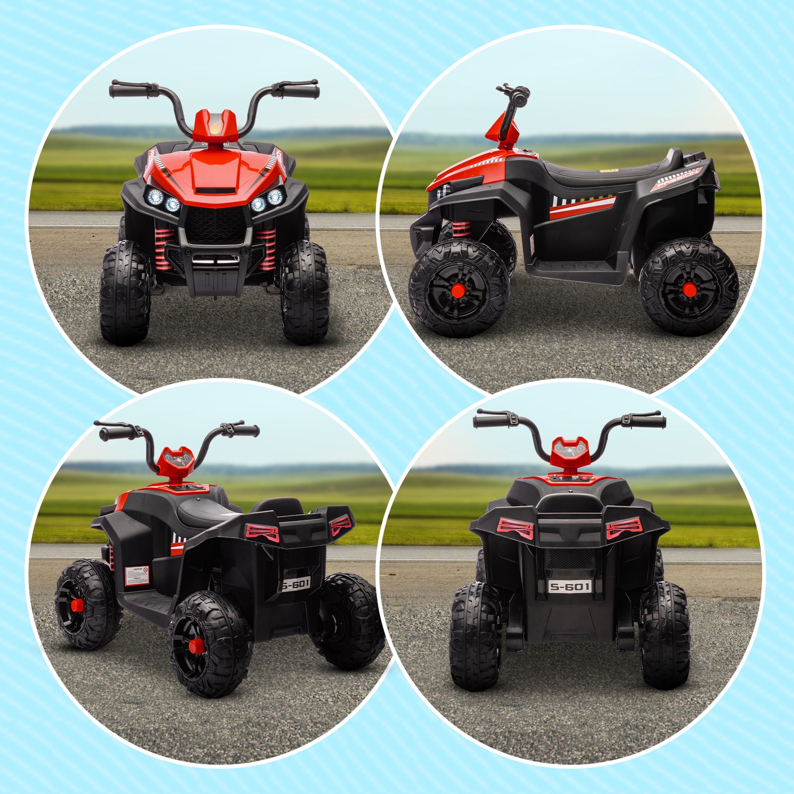 12v Kids Electric Quad Bike W/ Spring Suspension, Forward, Backward | Red