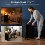 Oil-filled Electric Radiator 2500w With Thermostat, 9 Hour Timer | Black