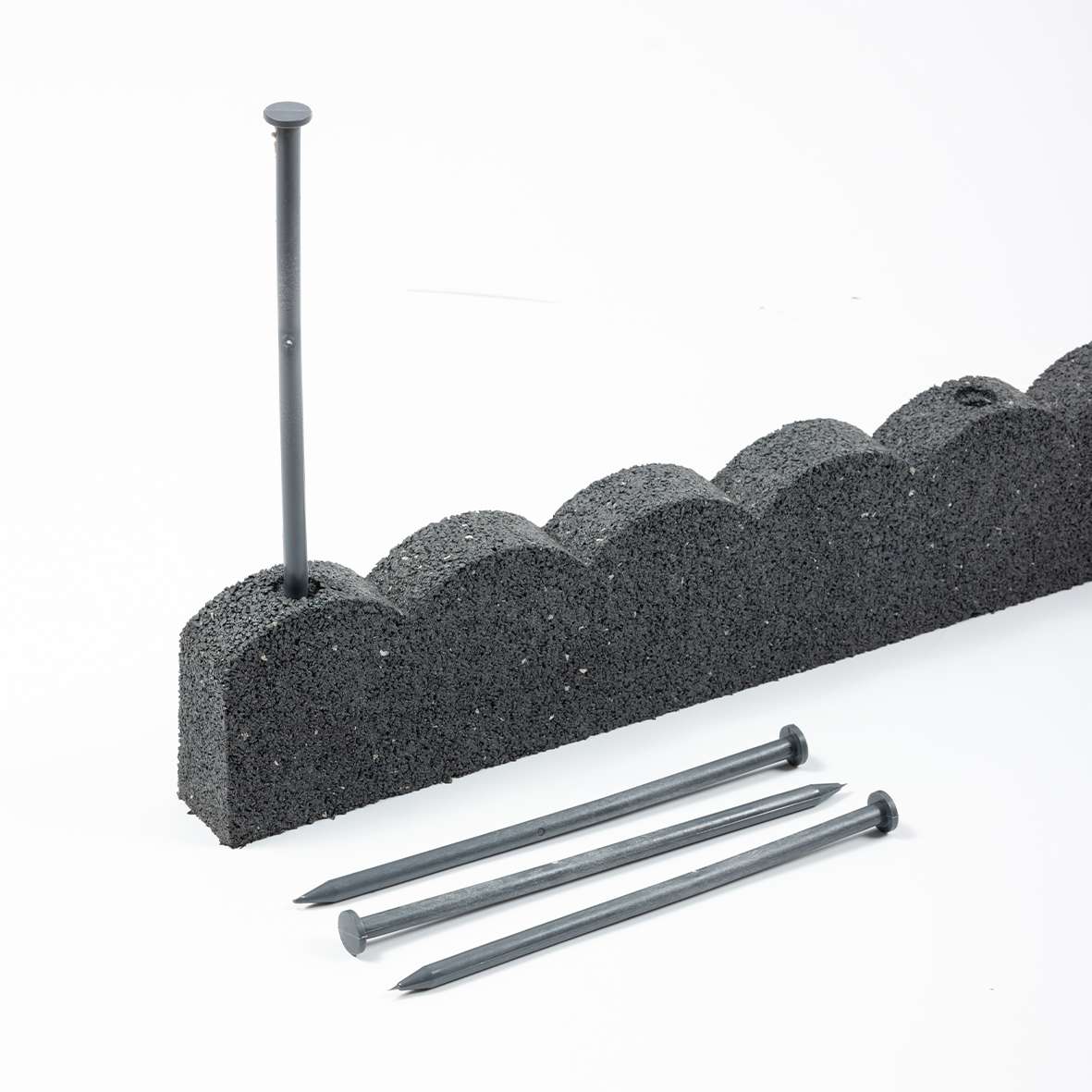 Recycled Rubber Scallop Garden Edging Border 1.2m | Set of 2 | Gray