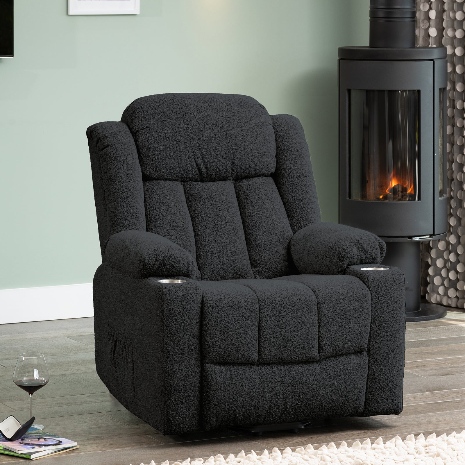 Redding Dual Motor Electric Lift Assist Recliner Chair With Massage And Heat | 1 | Dark Grey