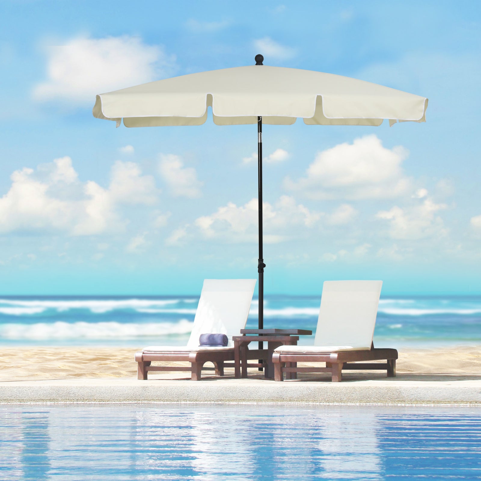 Aluminium Sun Umbrella 2x1.3m Parasol | Cream
