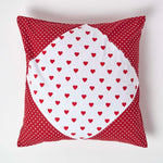 Cotton Cushion Cover With Hearts And Polka Dots Pattern | 60cm x 60cm | Red