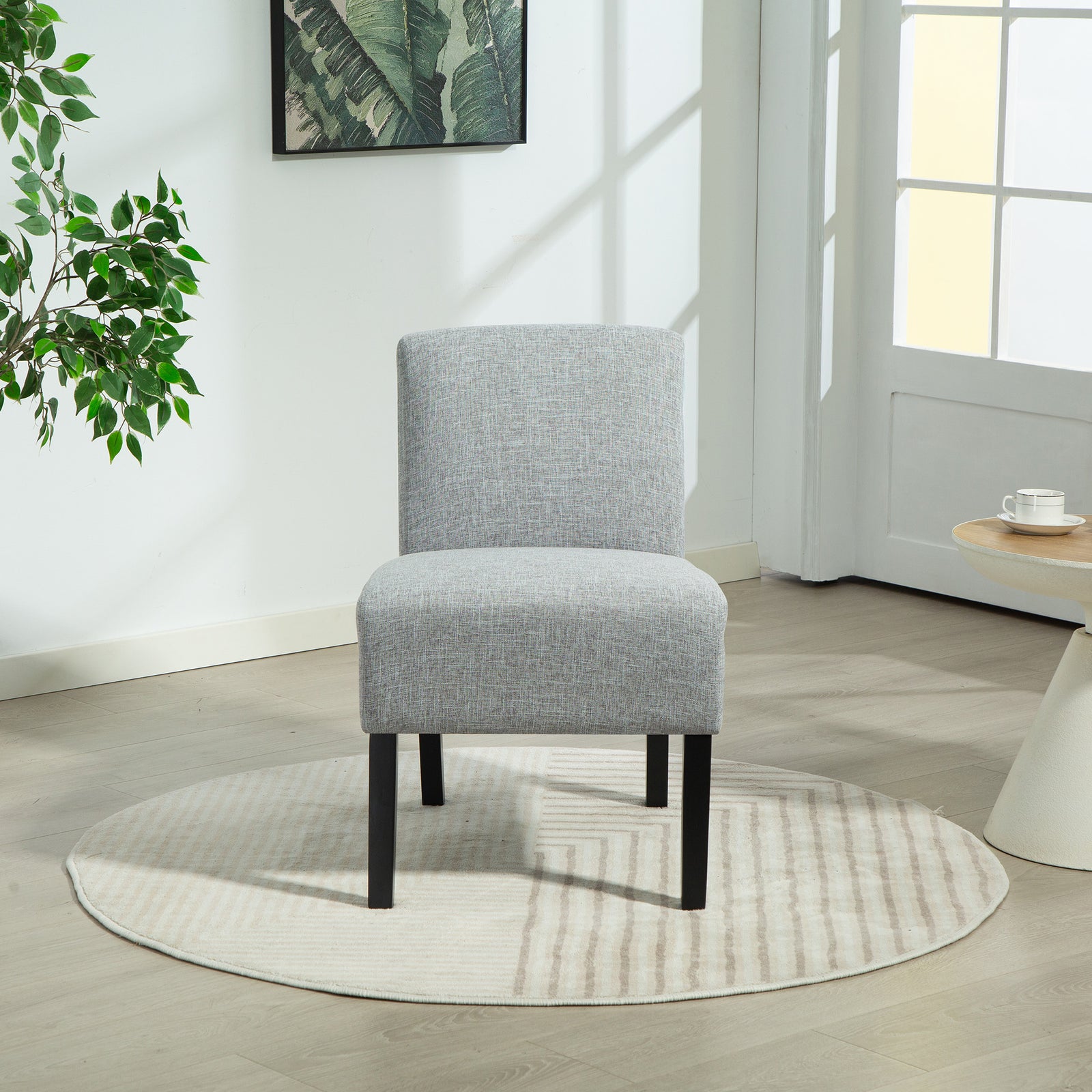 Elara Fabric Armless Accent Chair | Light Grey