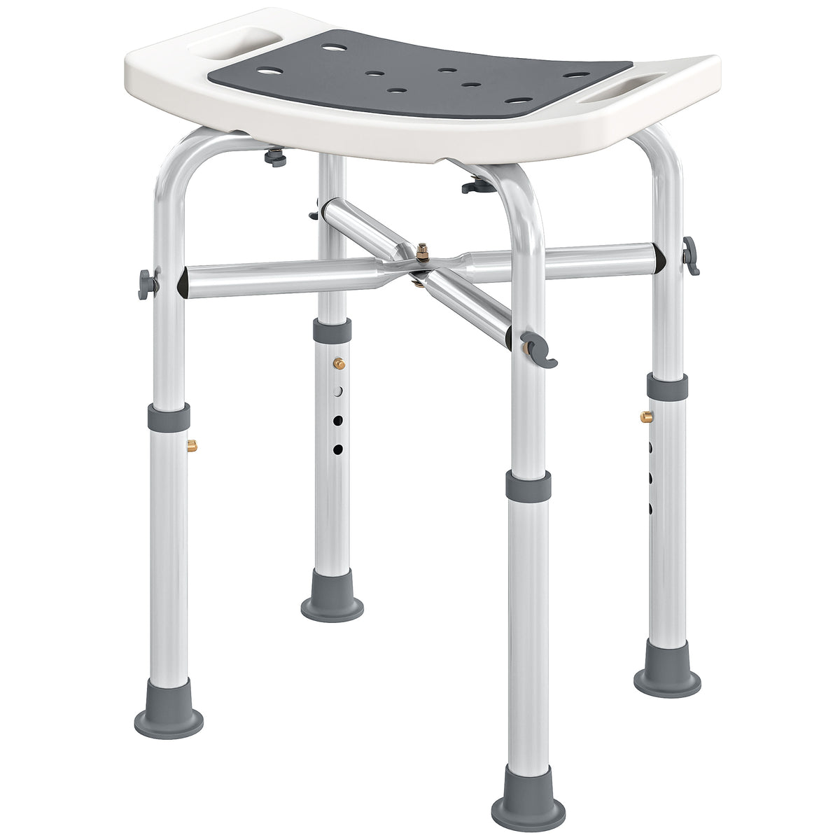 HOMCOM Adjustable Shower Stool With Foot Pads For Elderly Disabled