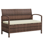 Rattan Garden Bench W/ 125l Storage, Cushioned Outdoor Bench | Brown