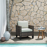 Single Rattan Chair, Garden Armchair W/ Cushions | Brown