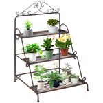 3 Tier Metal Plant Stand, Flower Pot Display Shelf Outdoor