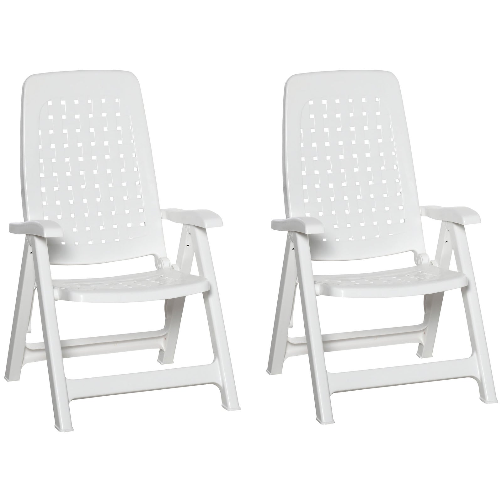 2 Pcs Folding Plastic Dining Chairs With 4-position Backrest