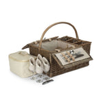 Wicker Double Lidded Fitted Picnic Basket | 4 Person | White