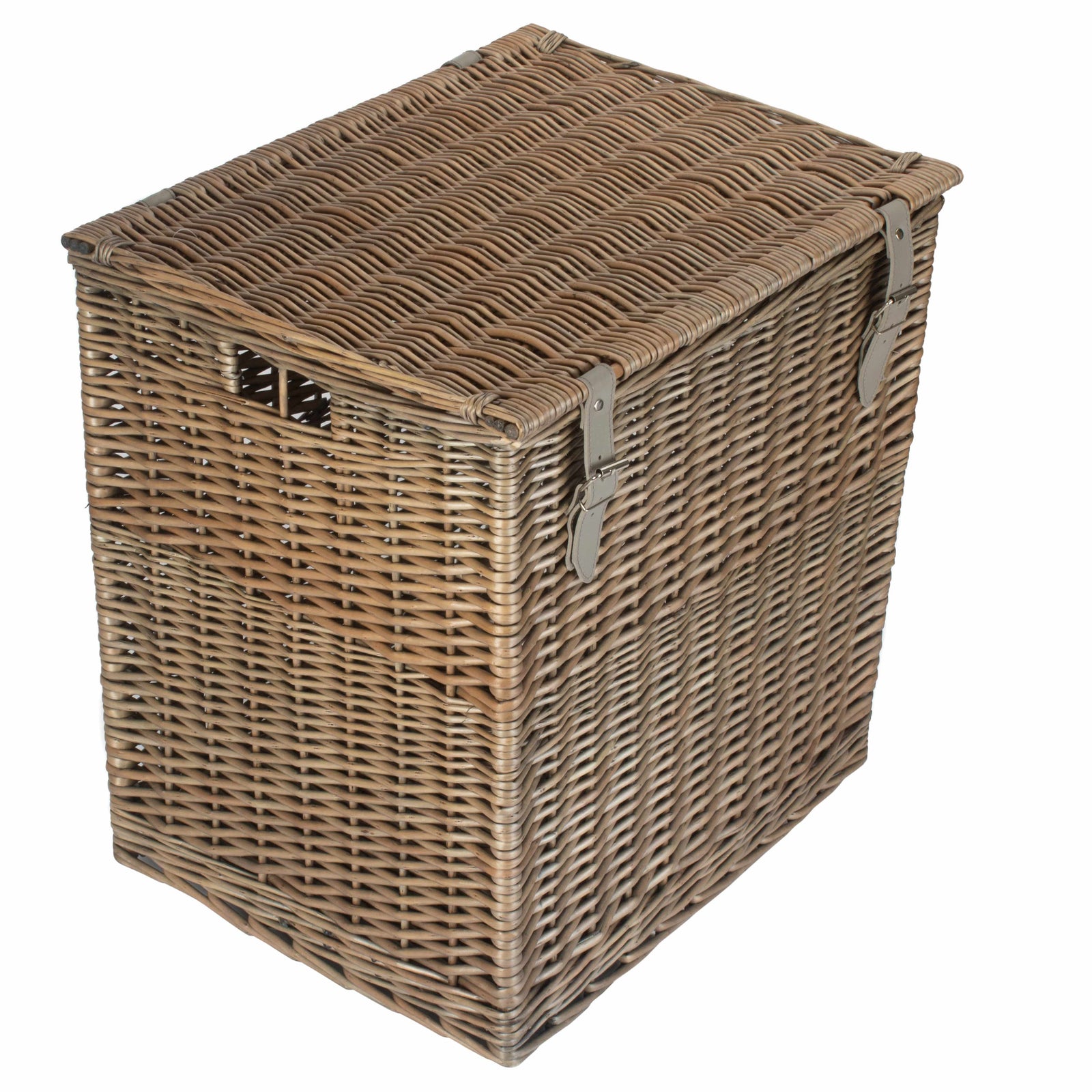 Wicker Antique Wash Vintner Storage Picnic Basket | Large | Gray
