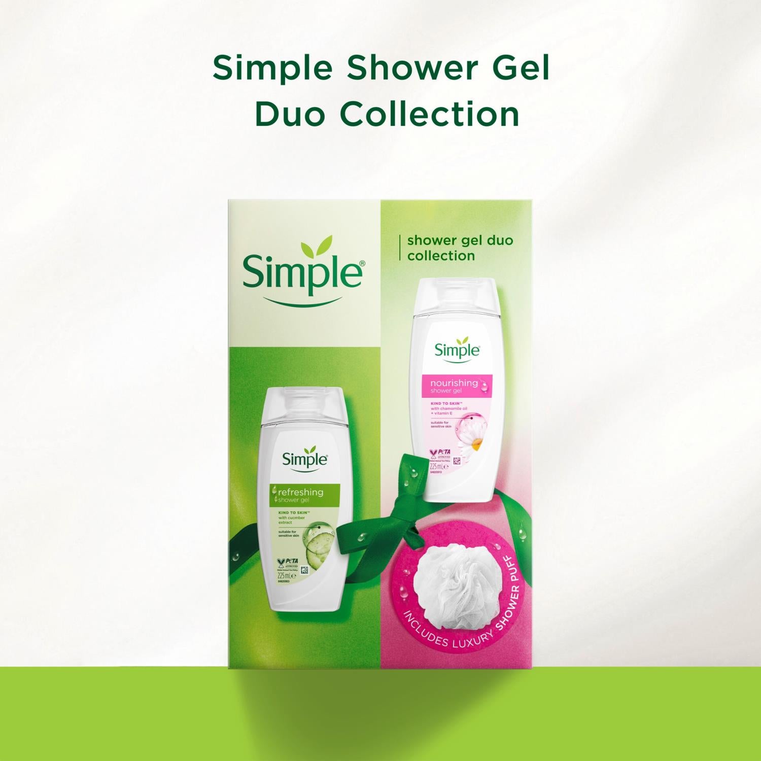 Shower Gel Duo Collection Gift Set For Her With Luxury Puff, 2pc | Set of 4