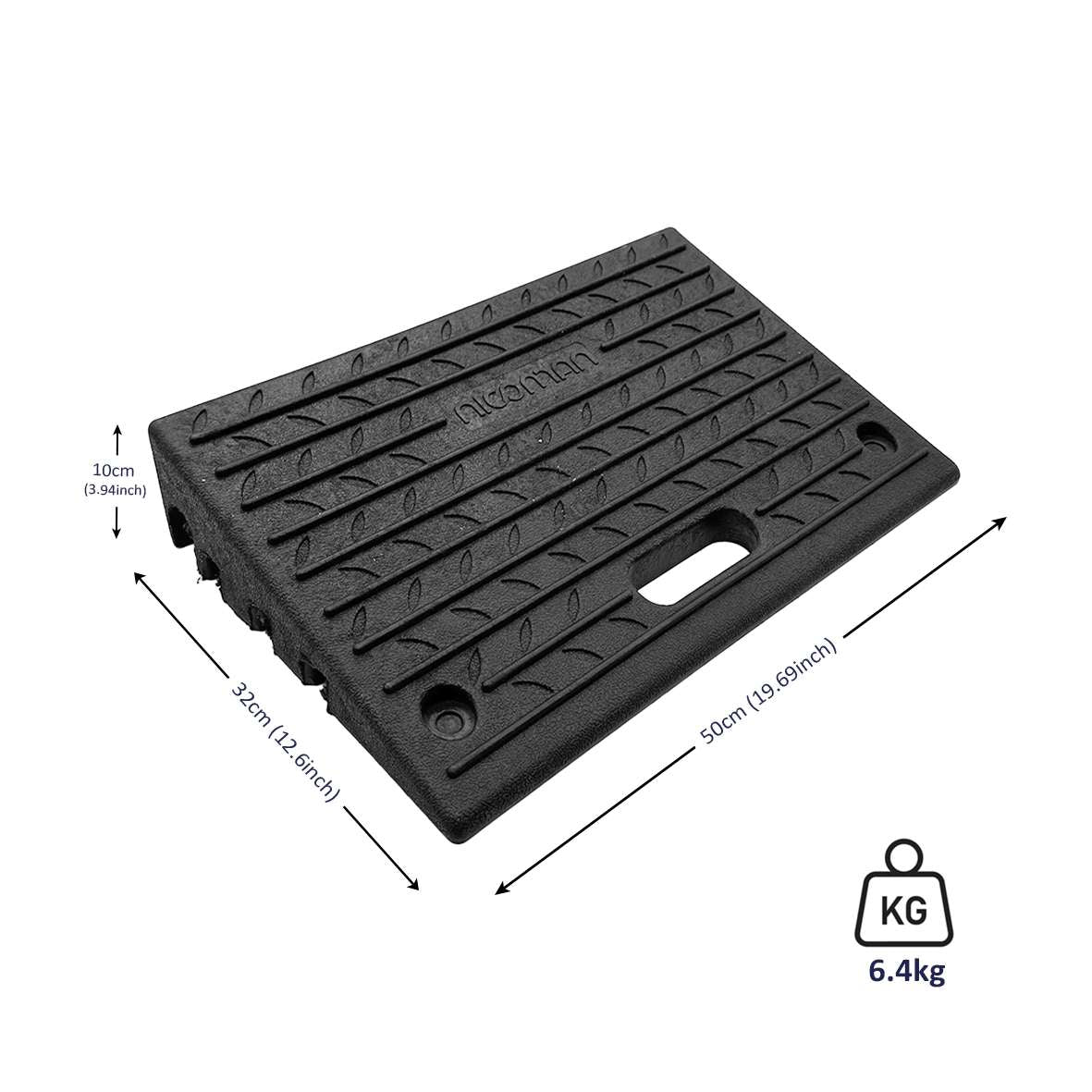 Rubber Kerb Ramp 1000kg Capacity For Cars, Motorbikes, Sheds, Driveways | Set of 1 | Black