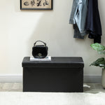 Storage Ottoman Bench, 89l Pu Leather Folding Foot Rest | Black