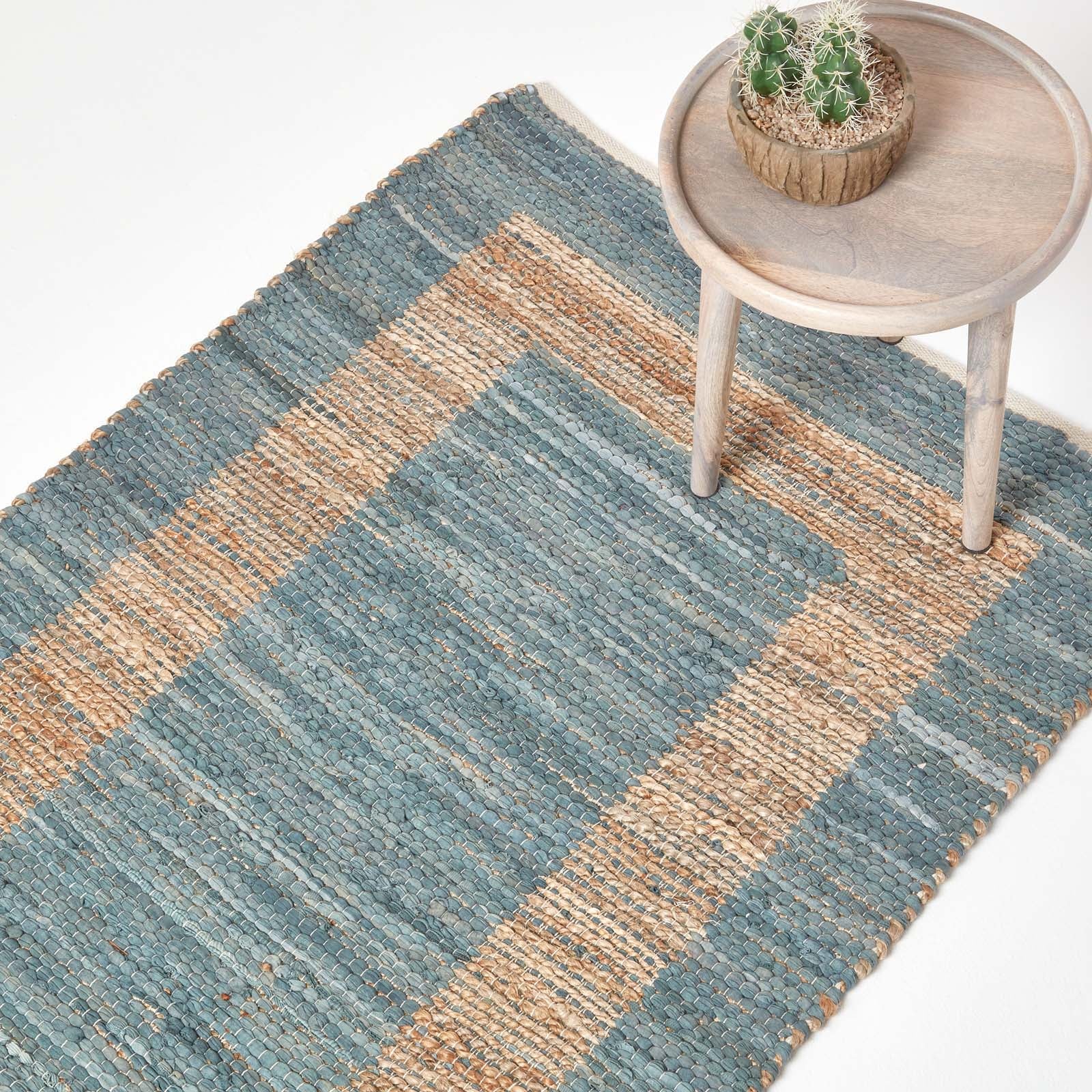 Veranda Grey And Nude Hemp Chindi Rug | 120cm x 180cm | Grey