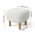 Teddy Fleece Footstool With Rubberwood Legs & Felt Pads | White