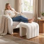Modern U-shaped Upholstered Footstool | One Size | White