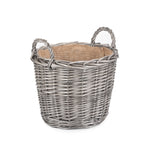 Wicker Antique Wash Finish Lined Log Basket | Medium | Brown