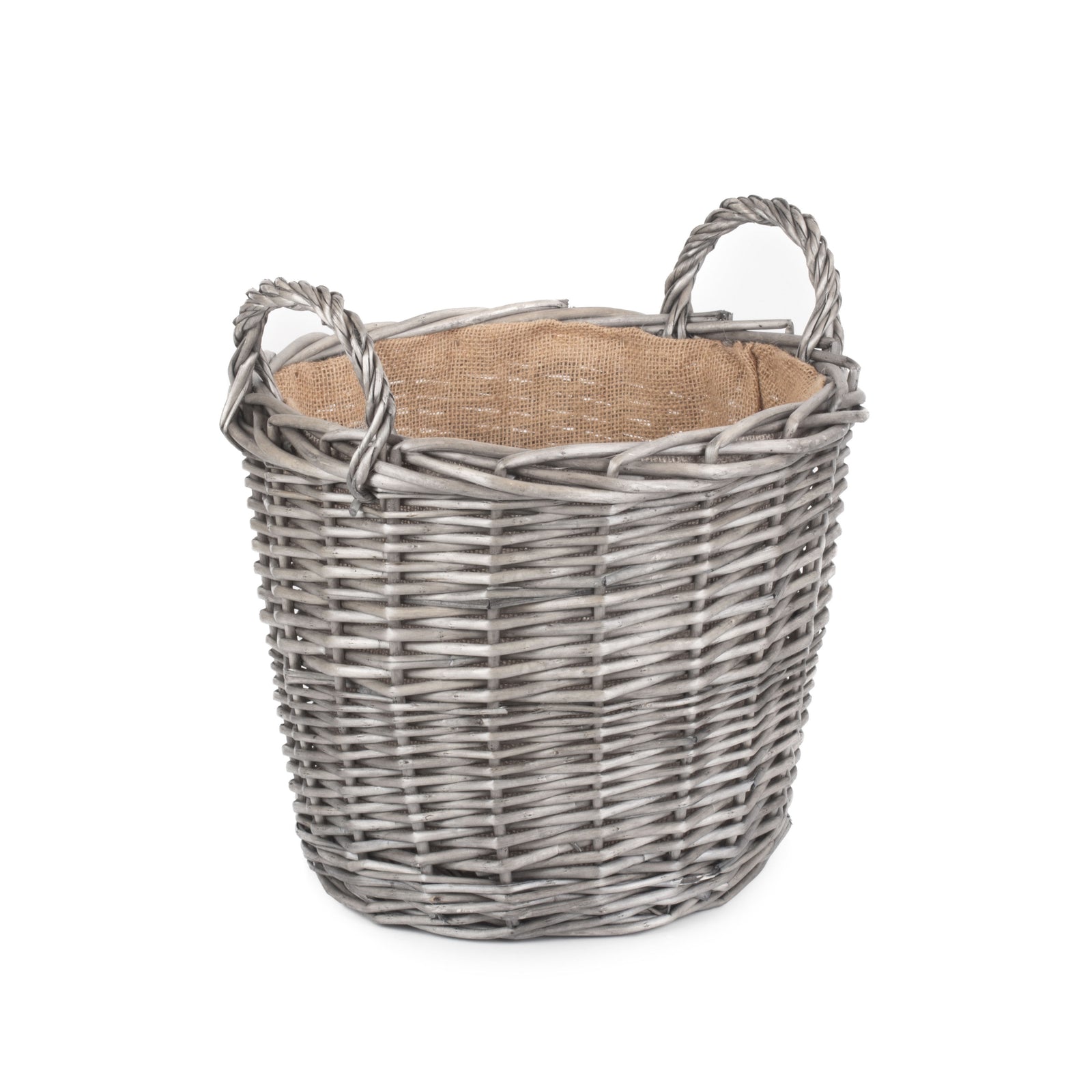 Wicker Antique Wash Finish Lined Log Basket | Medium | Brown