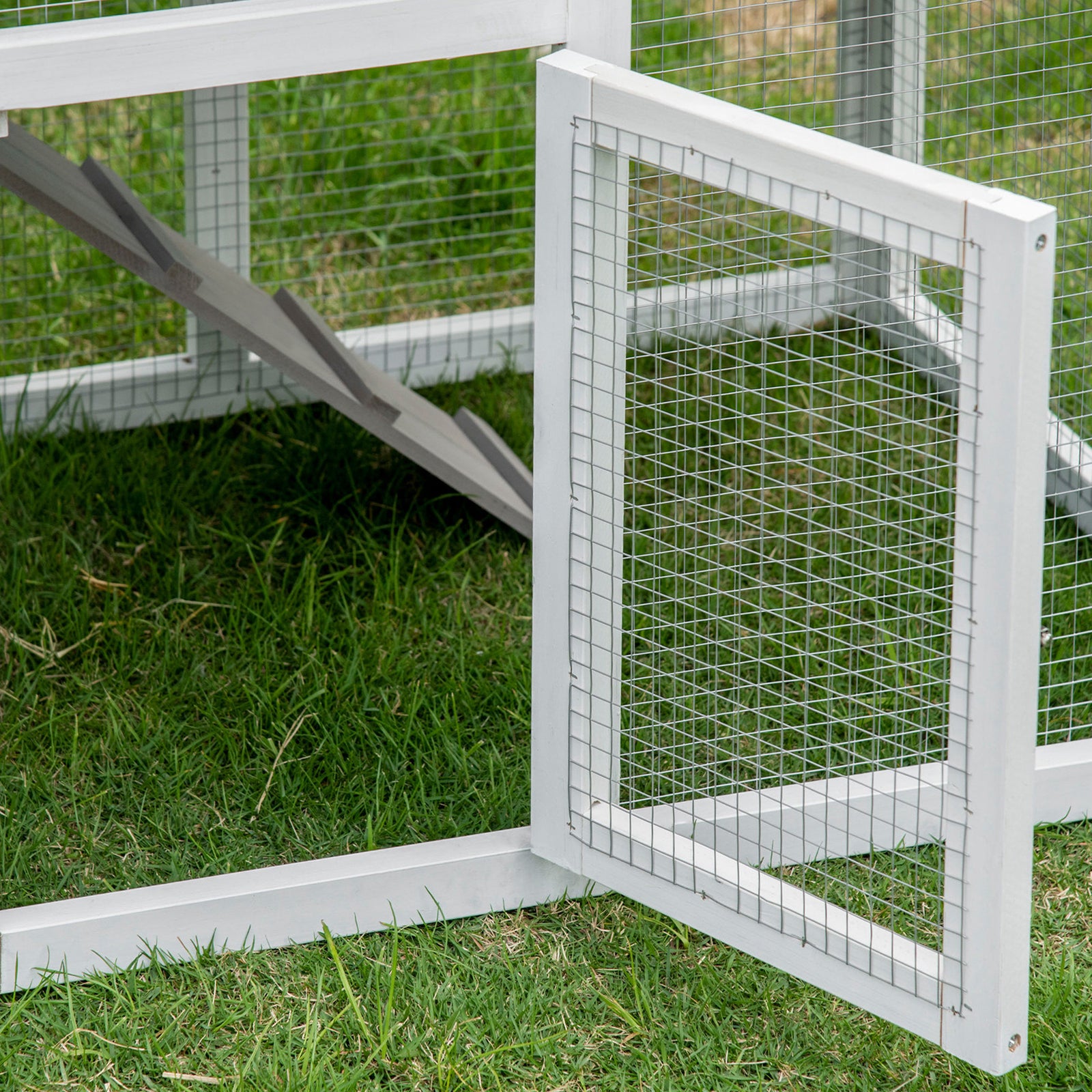Two-tier Rabbit Hutch W/ Sunlight Panel Roof, Slide-out Tray 
Grey
