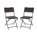 Set Of 2 Outdoor Rattan Plastic Folding Chairs Black/brown | One Size | Brown